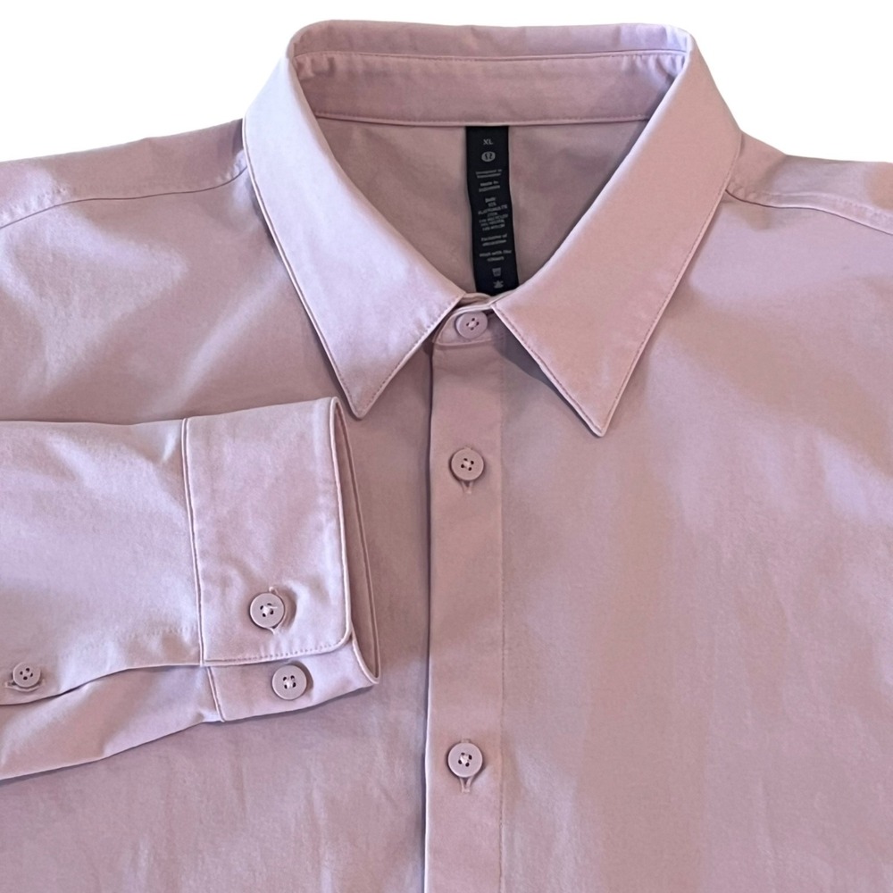 Lululemon Shirt Mens XL Pink Performance Long Sleeve Button Up